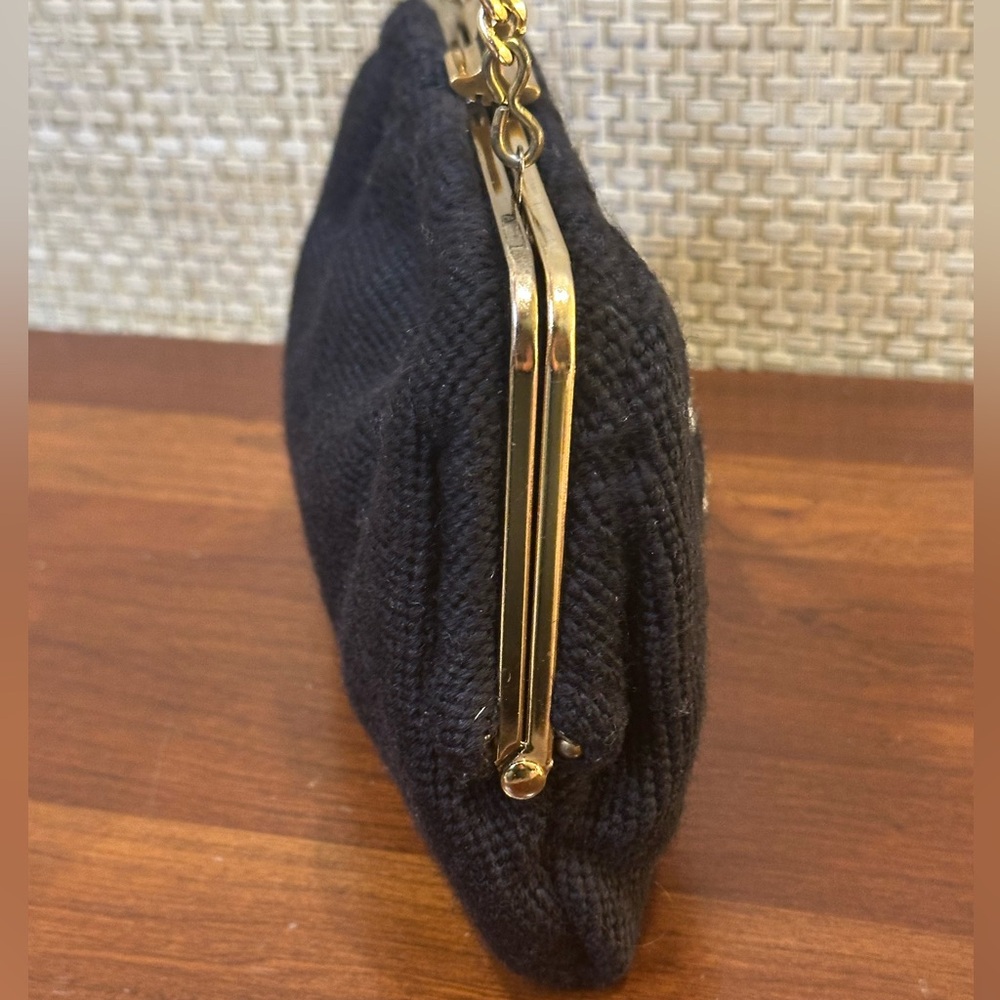 🌟HP🌟VTG 1960s Handmade Bright Floral & Navy Needlepoint Tapestry Handbag - Picture 11 of 14